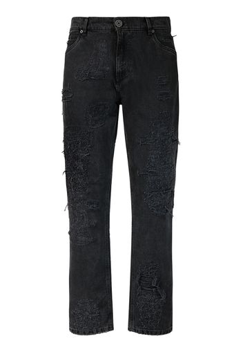 Jeans Dritti In Denim Distressed