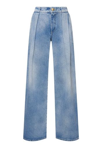 Jeans Loose Fit Vita Alta In Denim Con Pinces