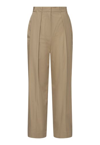 Pantaloni Dritti In Gabardina Con Pinces