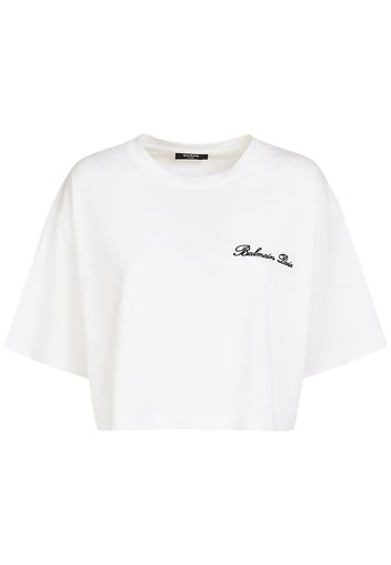 T-shirt Cropped In Cotone Con Logo