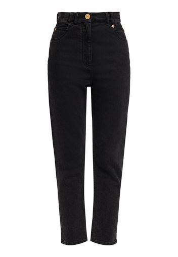 Jeans Dritti Vita Alta In Cotone Stretch