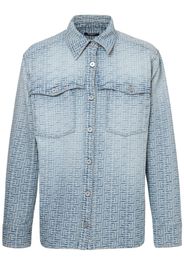 Camicia In Denim Di Cotone Monogram Jacquard