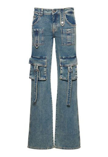 Denim Low Waisted Straight Cargo Jeans