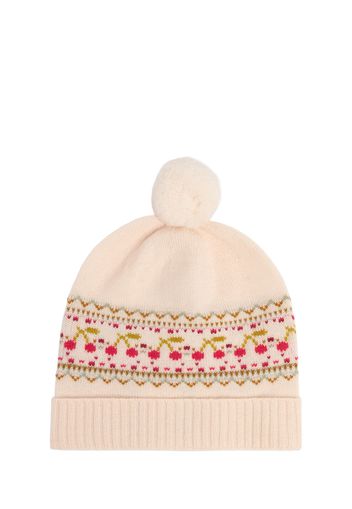 Cappello Beanie In Lana Jacquard / Pompom