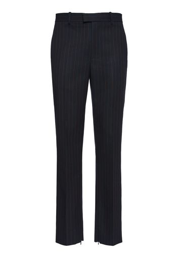 Pantaloni Slim Fit Gessati In Lana