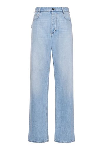 Jeans Larghi In Denim Di Cotone Vintage