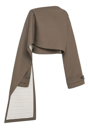 Soft Wool Twill Cape W/ Check Lining