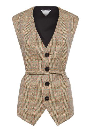 Gilet In Misto Lana Principe Di Galles