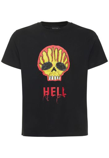 T-shirt Hell Skull In Jersey Di Cotone Con Stampa