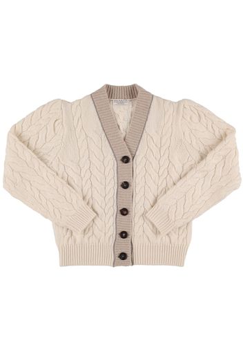 Cardigan In Maglia Di Cashmere A Trecce