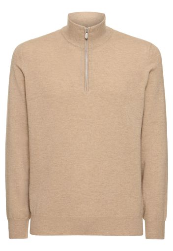 Maglia Collo Alto In Cashmere Con Mezza Zip