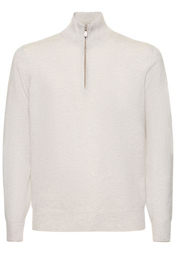 Maglia Collo Alto In Cashmere Con Mezza Zip