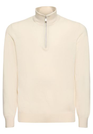 Maglia Collo Alto In Cashmere Con Mezza Zip