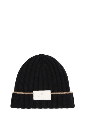 Cappello Beanie In Maglia Di Cashmere A Costine