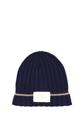 Cappello Beanie In Maglia Di Cashmere A Costine