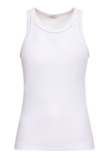 Tank Top In Jersey Di Cotone A Costine