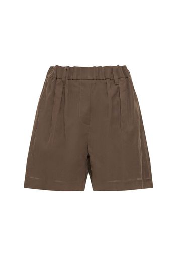 Shorts Elasticizzati In Gauze Di Cotone