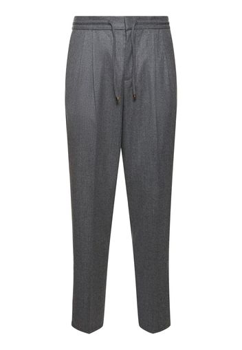 Pantaloni Jogger In Flanella Di Lana