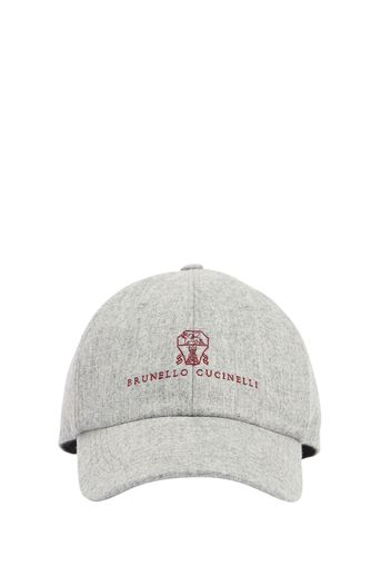 Cappello Baseball In Flanella Di Lana Con Logo