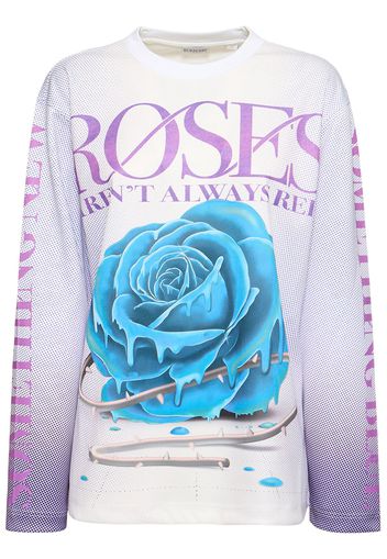 Roses Printed Jersey Long Sleeves Top