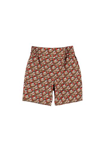 Monogram Print Cotton Shorts