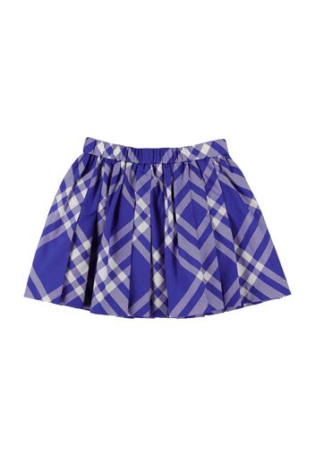 Check Print Pleated Cotton Skirt