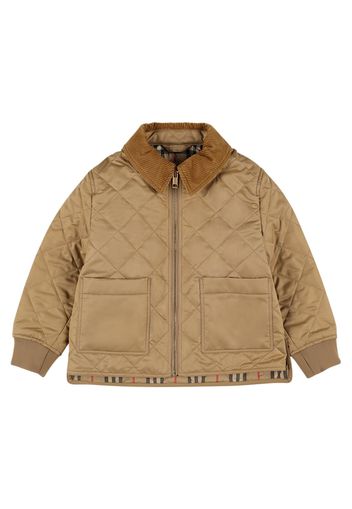 Nylon Puffer Jacket W/check Insert