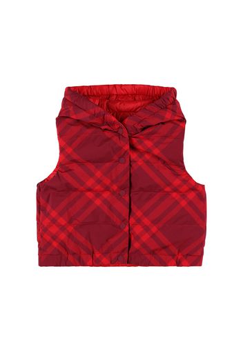 Check Print Nylon Puffer Vest