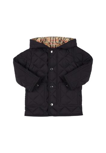 Quilted Nylon Hooded Coat