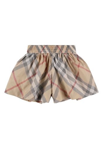 Check Print Cotton Gabardine Shorts