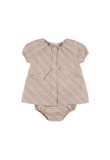 Check Print Cotton Dress & Diaper Cover