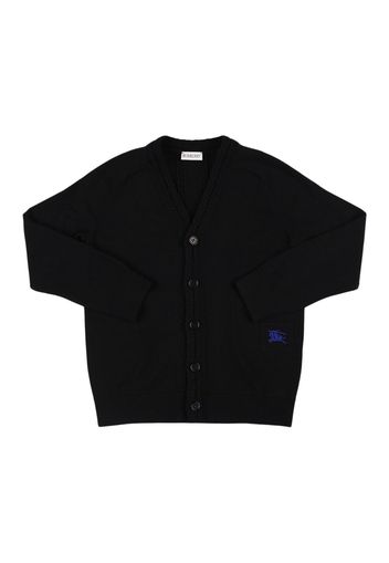 Embroidered Logo Wool Knit Cardigan