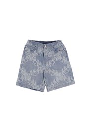 Logo Printed Cotton Denim Shorts