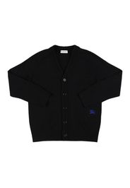 Embroidered Logo Wool Knit Cardigan