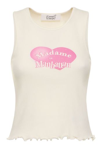 Tank Top In Cotone Con Stampa