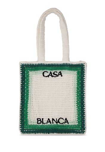 Borsa Shopping In Cotone Crochet Con Logo