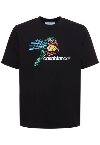 T-shirt Croquis De Tennis Stampata