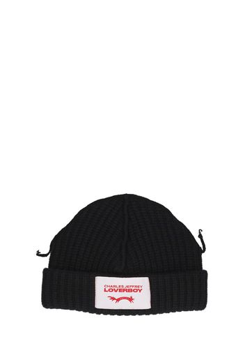 Cappello Beanie In Misto Lana Con Logo