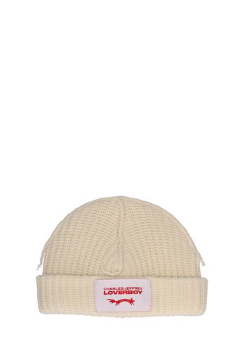 Cappello Beanie In Misto Lana Con Logo