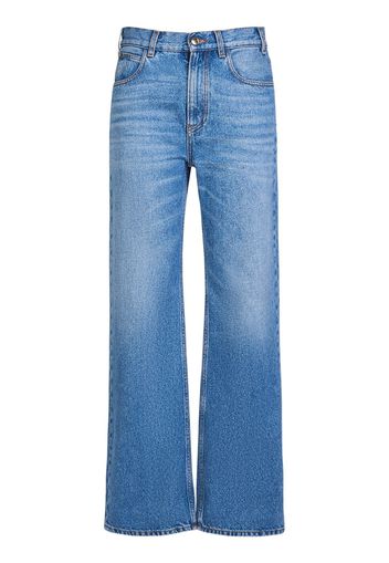 Jeans Dritti In Denim Di Cotone E Canapa