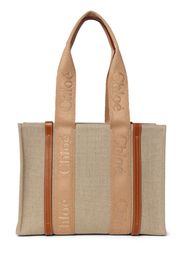 Woody Embroidered Linen Tote Bag