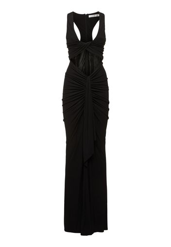 Vivenda Draped Front Cutout Long Dress