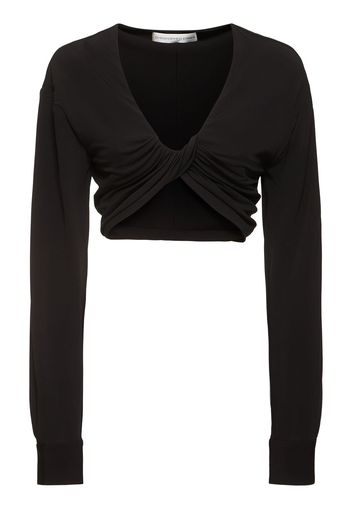 Vivenda Drape Long Sleeve Cropped Top