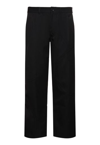 Wool Blend Gabardine Plain Pants