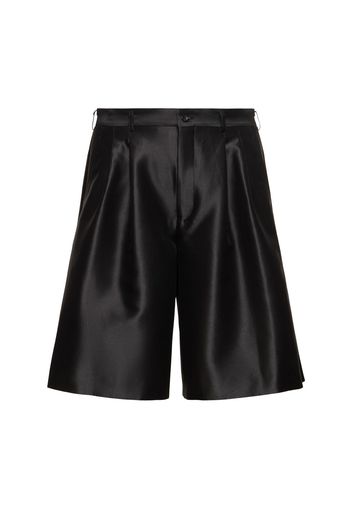 Pleated Cotton & Silk Shorts