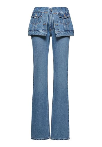 Straight Denim Jeans W/ Front Flaps