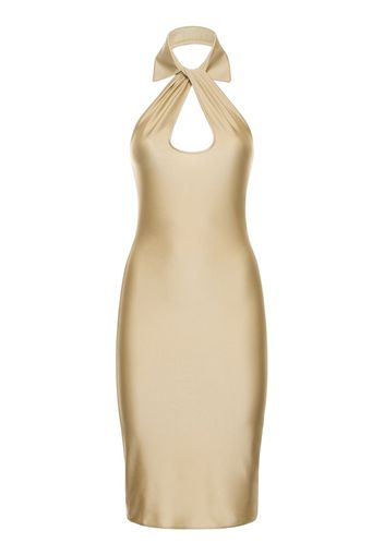 Open Chest Stretch Jersey Midi Dress