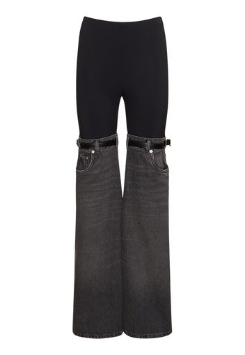 Pantaloni Hybrid In Jersey E Denim