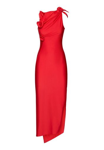 Asymmetric Flower Stretch Jersey Gown