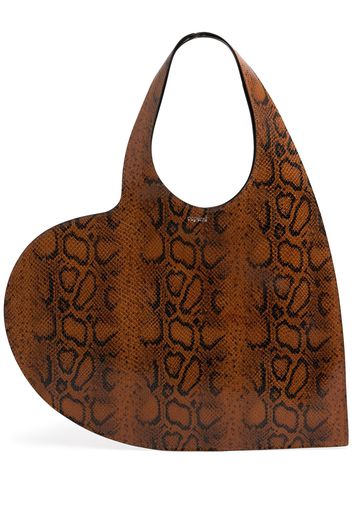 Heart Embossed Leather Tote Bag